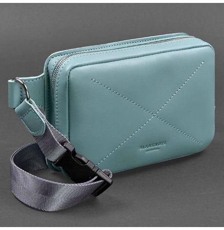 Поясна сумка-бананка Dropbag шкіряна (бірюзова)