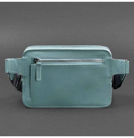 Поясна сумка-бананка Dropbag шкіряна (бірюзова)