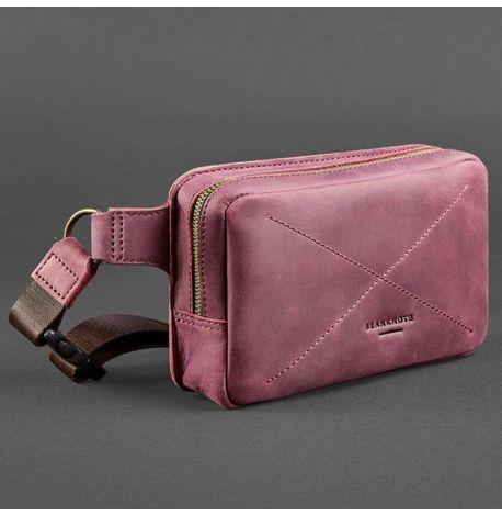 Поясна сумка-бананка Dropbag шкіряна (бордова) шкіра Crazy Horse