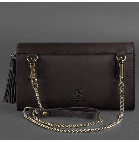 Кожаная женская сумка-трансформер "Элис" (темно-коричневая)