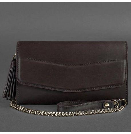 Кожаная женская сумка-трансформер "Элис" (темно-коричневая)