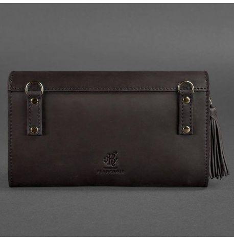 Кожаная женская сумка-трансформер "Элис" (темно-коричневая)