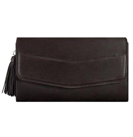 Кожаная женская сумка-трансформер "Элис" (темно-коричневая)