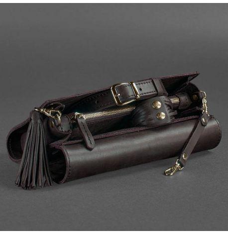 Кожаная женская сумка-трансформер "Элис" (темно-коричневая)