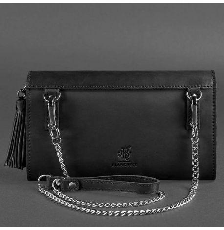 Кожаная женская сумка-трансформер "Элис" (черная) кожа Crazy Horse