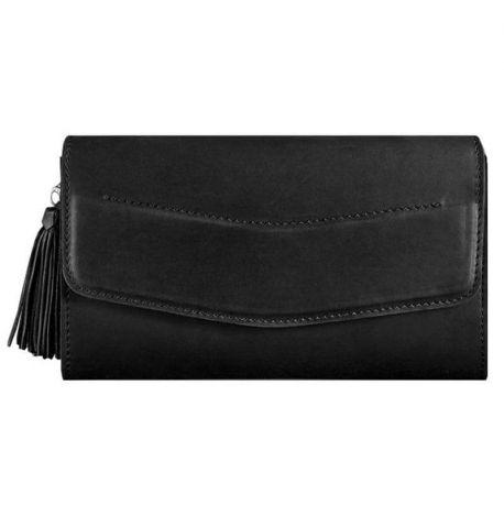 Кожаная женская сумка-трансформер "Элис" (черная) кожа Crazy Horse