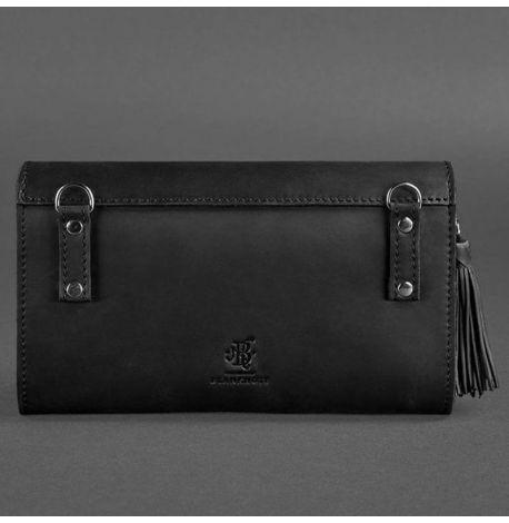 Кожаная женская сумка-трансформер "Элис" (черная) кожа Crazy Horse