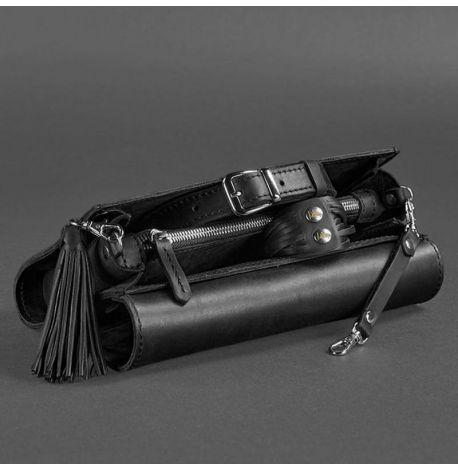 Кожаная женская сумка-трансформер "Элис" (черная) кожа Crazy Horse