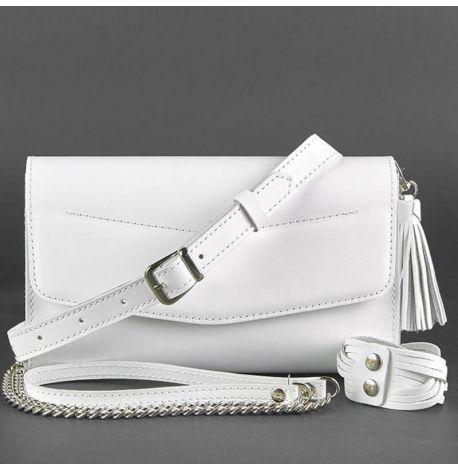 Кожаная женская сумка-трансформер "Элис" (белая)