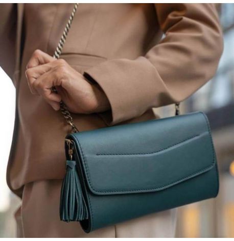 Кожаная женская сумка-трансформер "Элис" (зеленая)