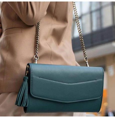 Кожаная женская сумка-трансформер "Элис" (зеленая)