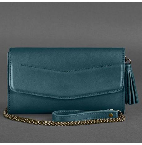 Кожаная женская сумка-трансформер "Элис" (зеленая)