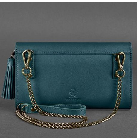 Кожаная женская сумка-трансформер "Элис" (зеленая)