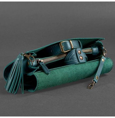 Кожаная женская сумка-трансформер "Элис" (зеленая)