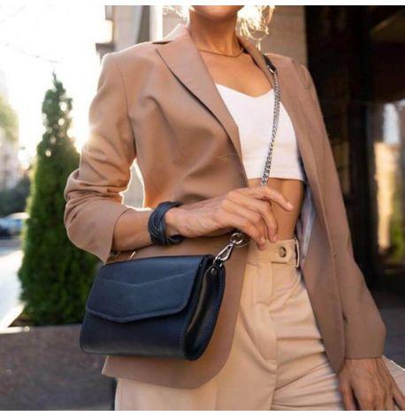 Кожаная женская сумка-трансформер "Элис" (темно-синяя)