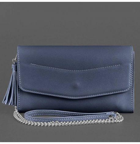 Кожаная женская сумка-трансформер "Элис" (темно-синяя)