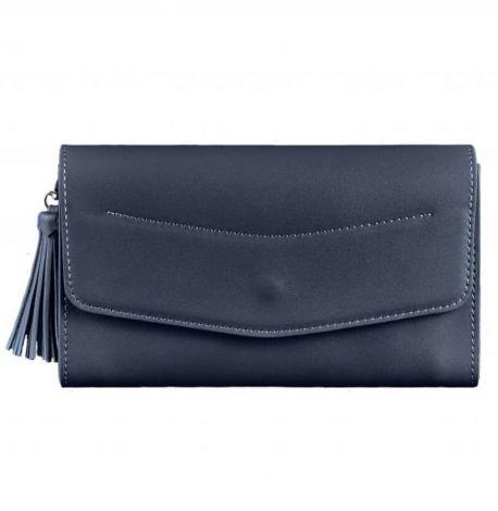 Кожаная женская сумка-трансформер "Элис" (темно-синяя)