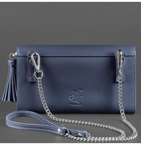 Кожаная женская сумка-трансформер "Элис" (темно-синяя)