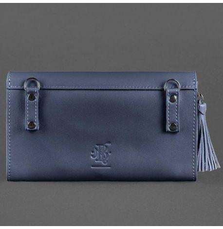 Кожаная женская сумка-трансформер "Элис" (темно-синяя)