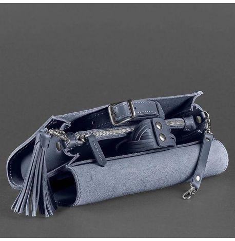 Кожаная женская сумка-трансформер "Элис" (темно-синяя)