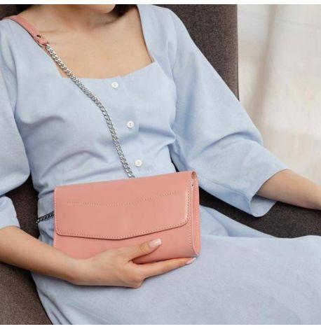 Кожаная женская сумка-трансформер "Элис" (розовая)