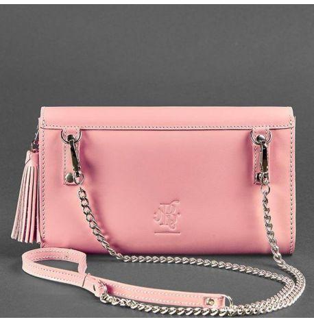 Кожаная женская сумка-трансформер "Элис" (розовая)