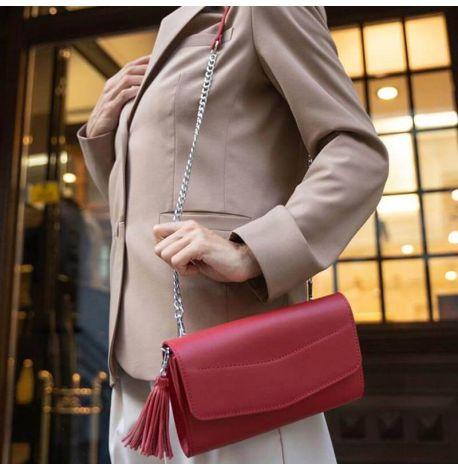 Кожаная женская сумка-трансформер "Элис" (красная)