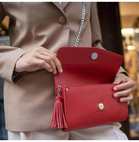 Кожаная женская сумка-трансформер "Элис" (красная)