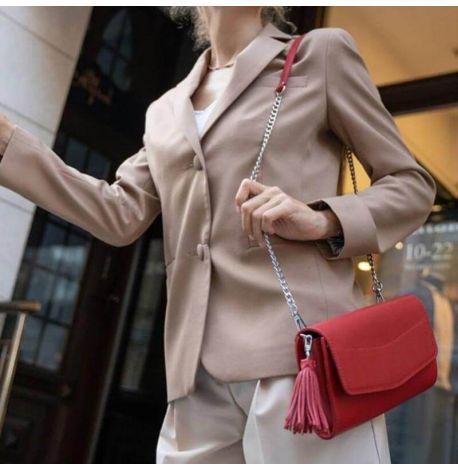 Кожаная женская сумка-трансформер "Элис" (красная)