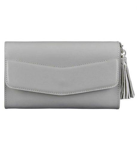 Кожаная женская сумка-трансформер "Элис" (серая)