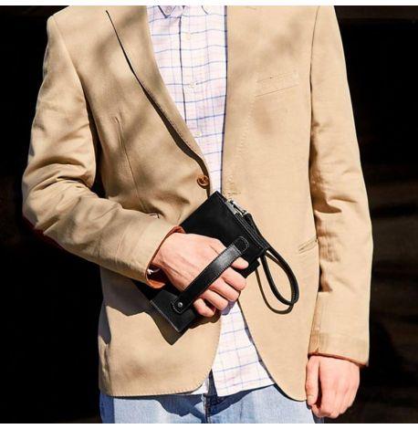 Мужской кожаный клатч-барсетка 3.0 (черный) кожа Crazy Horse