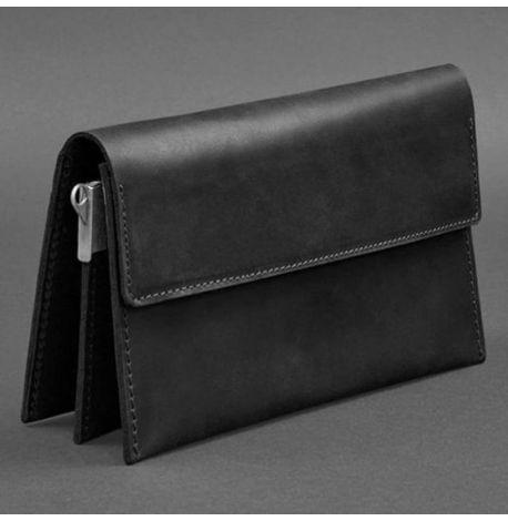 Мужской кожаный клатч-барсетка 3.0 (черный) кожа Crazy Horse