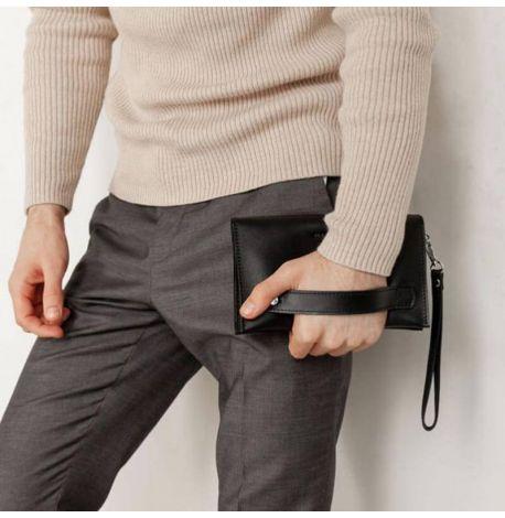 Чоловічий шкіряний клатч-барсетка 3.0 (чорний) шкіра Krast