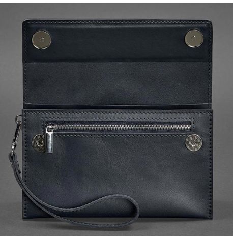 Чоловічий шкіряний клатч-барсетка 3.0 (темно-синій) шкіра Krast