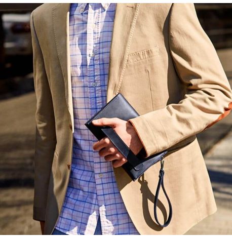 Мужской кожаный клатч-барсетка 3.0 (темно-синий) кожа Crazy Horse