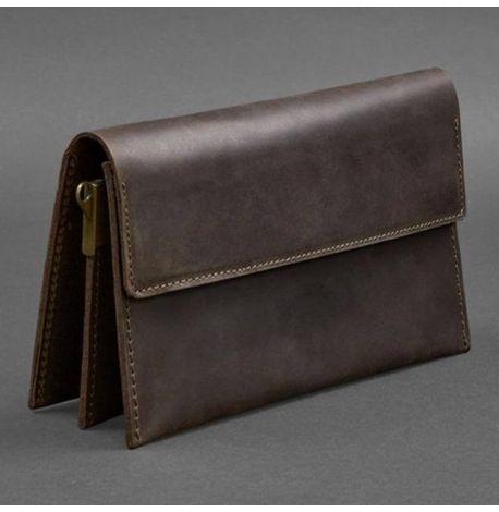 Мужской кожаный клатч-барсетка 3.0 (темно-коричневый) кожа Crazy Horse