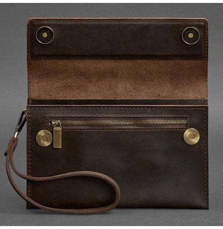 Мужской кожаный клатч-барсетка 3.0 (темно-коричневый) кожа Crazy Horse