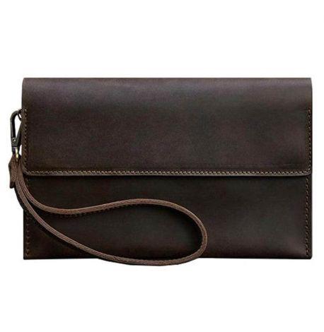 Мужской кожаный клатч-барсетка 3.0 (темно-коричневый) кожа Crazy Horse