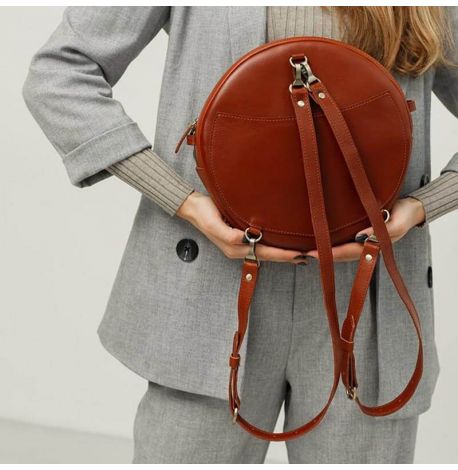 Женская кожаная сумка-рюкзак Maxi (светло-коричневая)