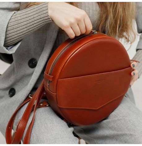 Женская кожаная сумка-рюкзак Maxi (светло-коричневая)