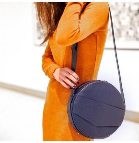 Женская кожаная сумка-рюкзак Maxi (темно-синий)