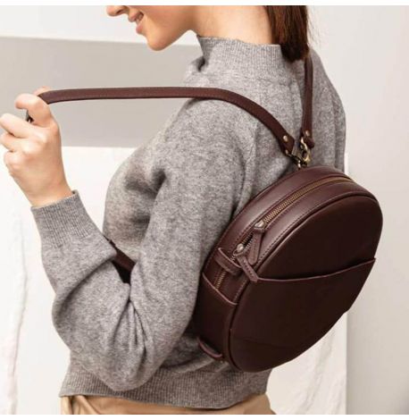 Женская кожаная сумка-рюкзак Maxi (бордовая)