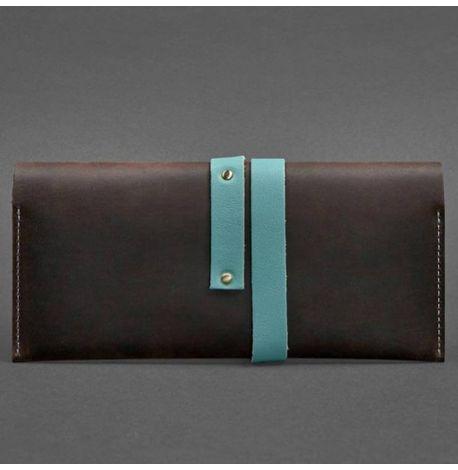 Кожаный тревел-кейс 1.0 (темно-коричневый с бирюзовым)