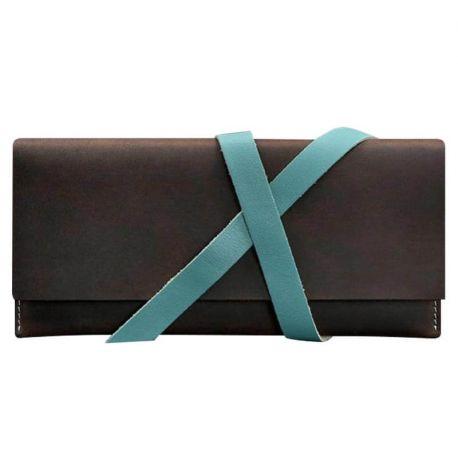 Кожаный тревел-кейс 1.0 (темно-коричневый с бирюзовым)