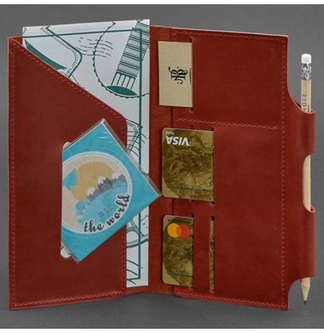 Шкіряний тревел-кейс 3.0 з мандалою (кораловий)