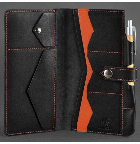 Шкіряний тревел-кейс 4.0 (чорний-помаранчевий)