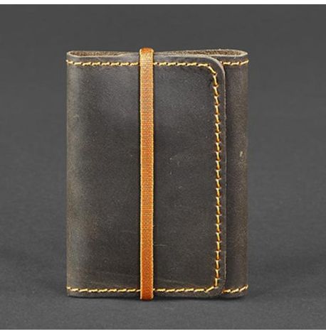 Шкіряна візитниця 1.1 "Горіх-апельсин" (темно-коричневий з помаранчевим)