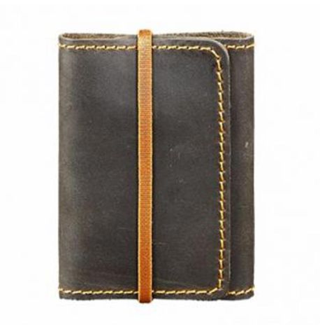 Шкіряна візитниця 1.1 "Горіх-апельсин" (темно-коричневий з помаранчевим)