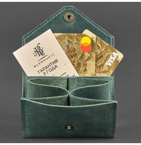 Кожаная визитница 3.0 "Изумруд с мандалой" (зеленый)