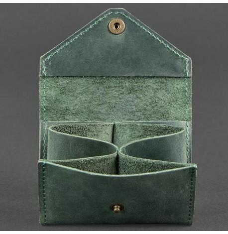 Кожаная визитница 3.0 "Изумруд с мандалой" (зеленый)